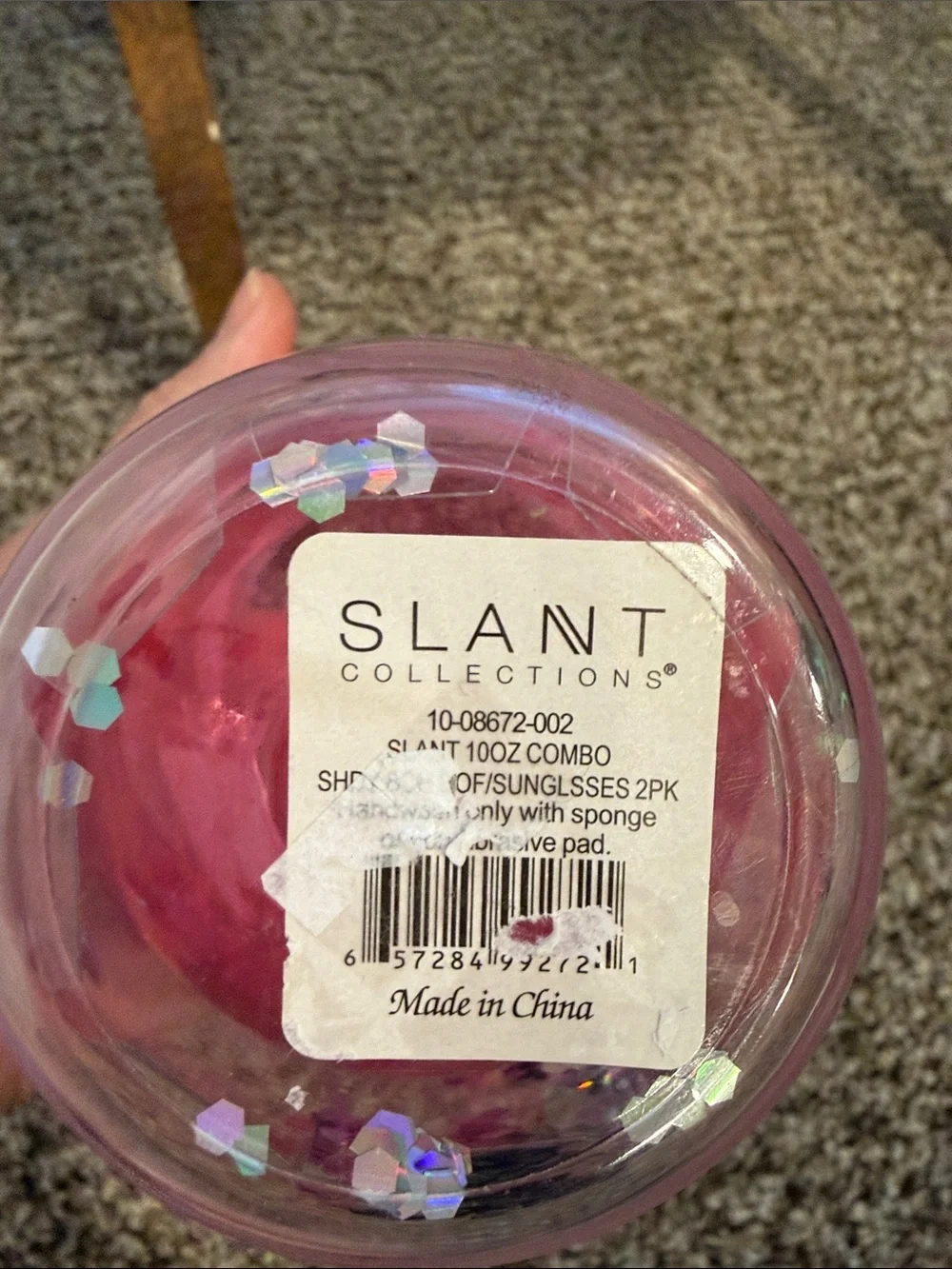 Slant Pink Glitter Insulated Tumbler with Straw - 